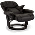 Recliner with Footstool Crown Black Leather